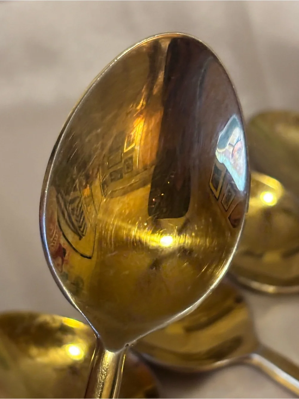 Set of 6 Goldtone Stainless Steel Dinner Spoons